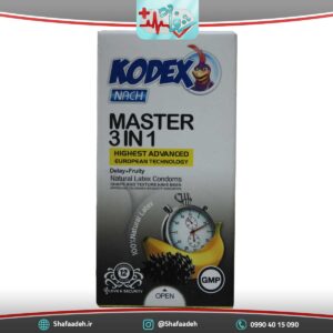 کاندوم کدکس مدل 3 در 1 بسته 12 عددی – Master 3 in 1 Delay Fruity Condom 12 Pcs