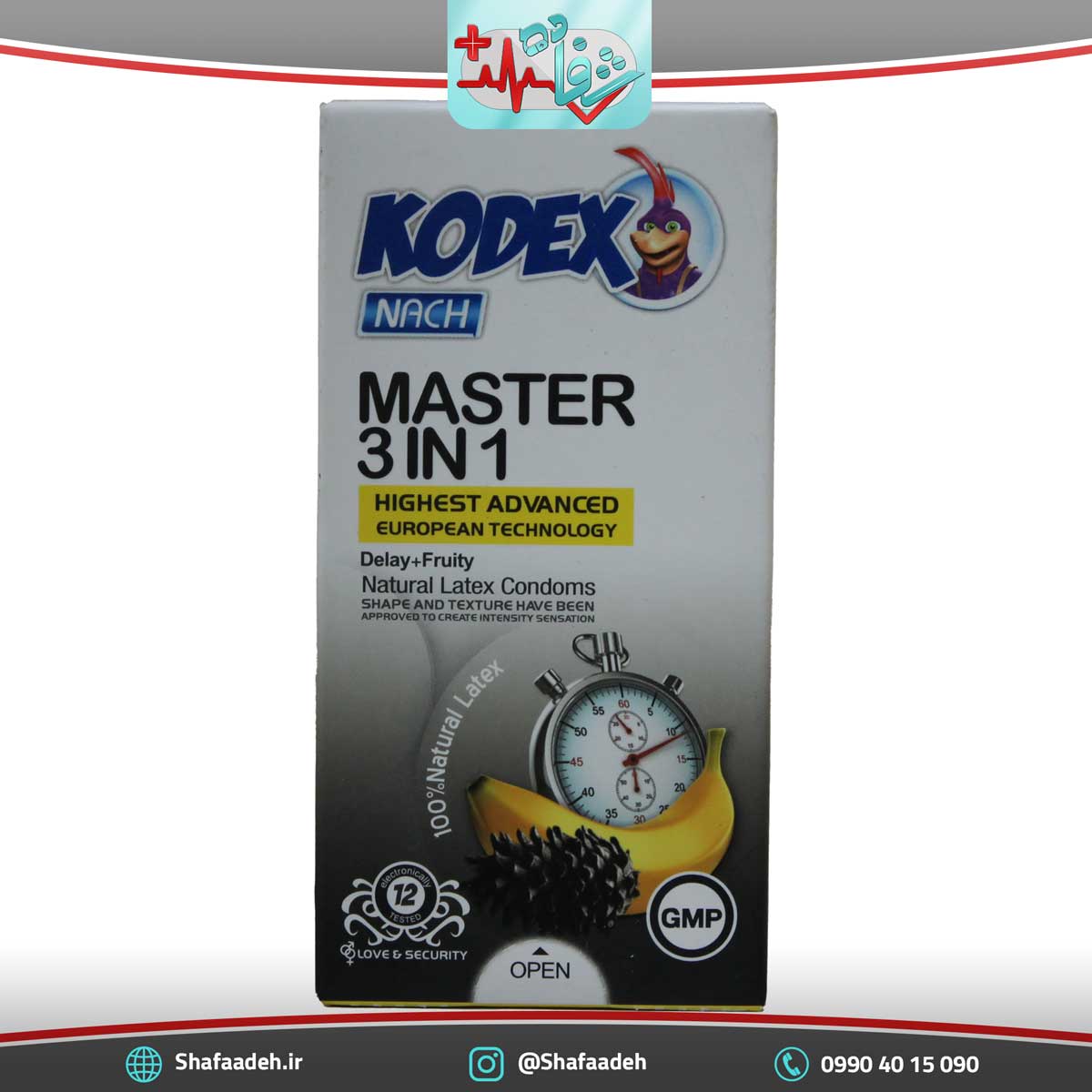 کاندوم کدکس مدل 3 در 1 بسته 12 عددی – Master 3 in 1 Delay Fruity Condom 12 Pcs